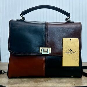 PATRICIA NASH Yoeky Leather Top Handle Color-block Crossbody Bag